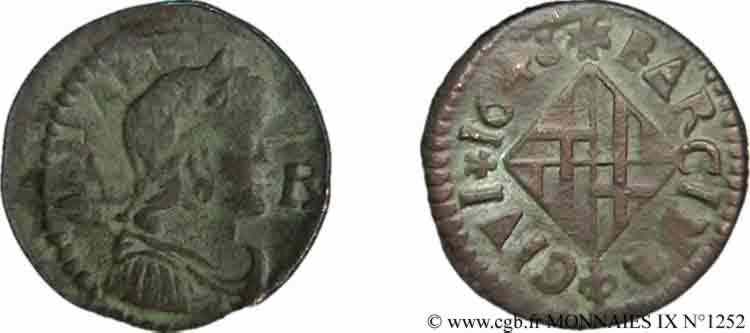 SPANIA - BARCELONA - LOUIS XIV  THE SUN KING  Ardit 1648 Barcelone VF/XF