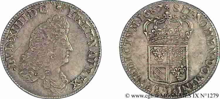 LOUIS XIV  THE SUN KING  Demi-écu de Flandre 1687 Lille SPL