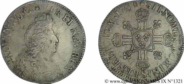 LOUIS XIV  THE SUN KING  Écu aux huit L, 2e type 1704 Reims MB/BB