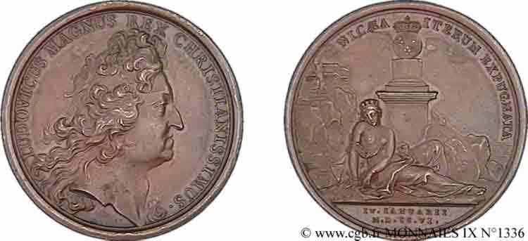 LOUIS XIV  THE SUN KING  Médaille BR 41, prise de Nice (4 janvier 1706) SPL