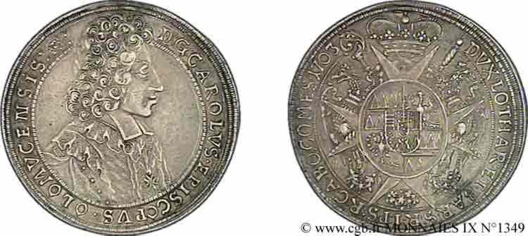 AUSTRIA - OLMUTZ - CHARLES III JOSEPH OF LORRAINE Thaler 1703 Olmutz SPL