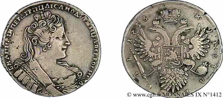 RUSSIA - ANNE - COURLANDE Rouble 1733 Moscou MBC