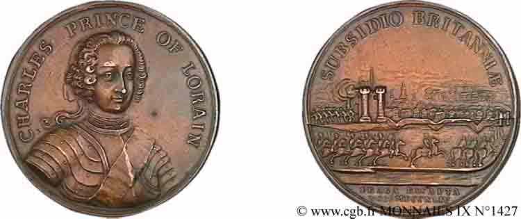 CHARLES ALEXANDRE DE LORRAINE Médaille BR 43, reddition de Prague du 26 novembre 1744 MBC+