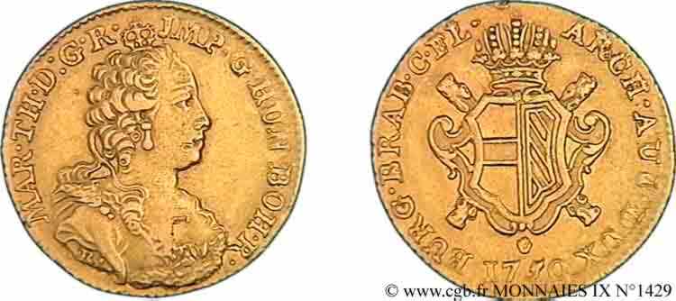 AUSTRIAN LOW COUNTRIES - DUCHY OF BRABANT - MARIE-THERESE Souverain d or, 2e type 1750 Anvers MBC/MBC+