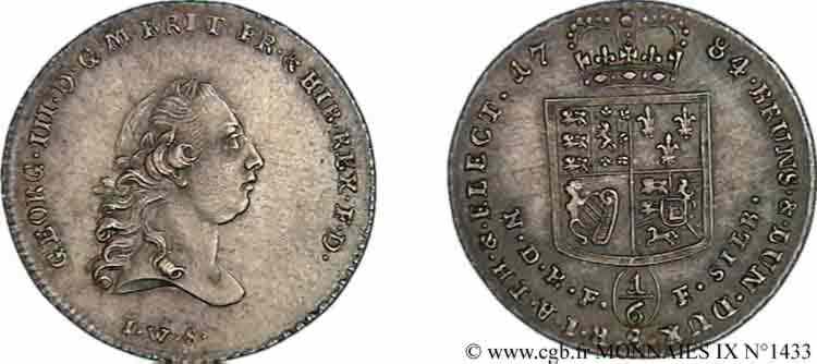 GERMANY - DUCHY OF BRUNSWICK AND LUNENBURG - GEORGE III OF GREAT BRITAIN Sixième de thaler 1784  MS