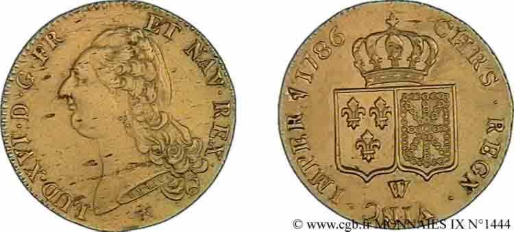 LOUIS XVI Double louis d’or aux écus accolés 1786 Lille TTB+/SUP