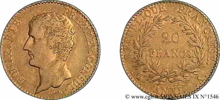 20 francs or Bonaparte premier Consul 1803 Paris F.510/1 MBC 