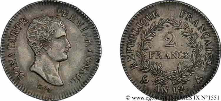 2 francs Bonaparte Premier Consul 1804 Paris F.250/1 AU 