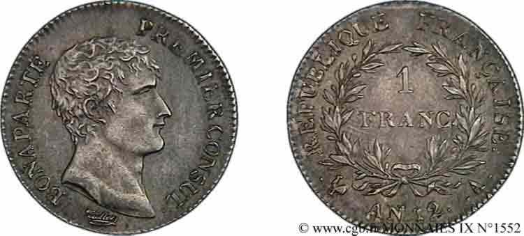 1 franc Bonaparte Premier Consul 1804 Paris F.200/8 EBC 