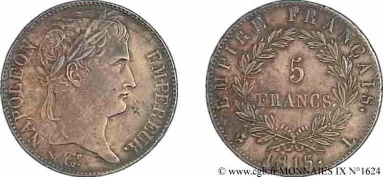 5 francs Napoléon Empereur, Cent-Jours 1815 Bayonne F.307A/5 SUP 
