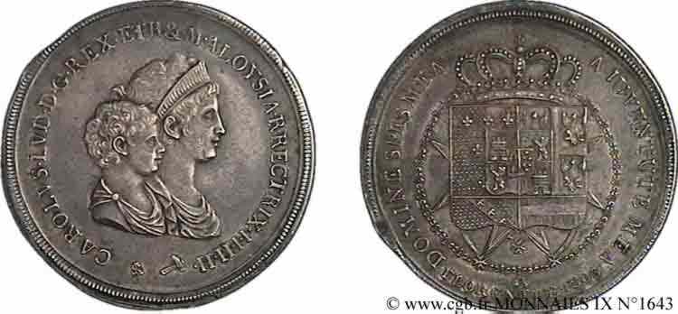 ITALY - KINGDOM OF ETRURIA - CHARLES-LOUIS and MARIE-LOUISE Dena ou 10 lires 1er type 1803 Florence AU 