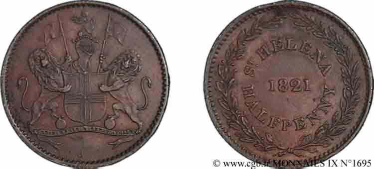 ÎLE DE SAINTE-HÉLÈNE - GEORGE IV Demi-penny (Half Penny) 1821  VZ 