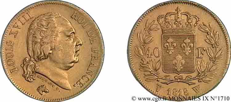 40 francs or Louis XVIII 1818 Lille F.542/8 SS 