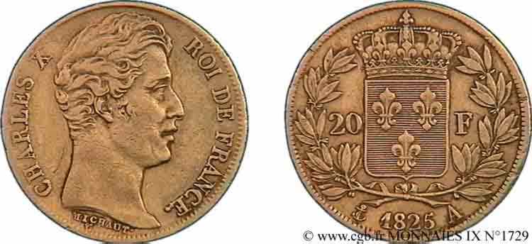 20 francs Charles X 1825 Paris F.520/1 XF 