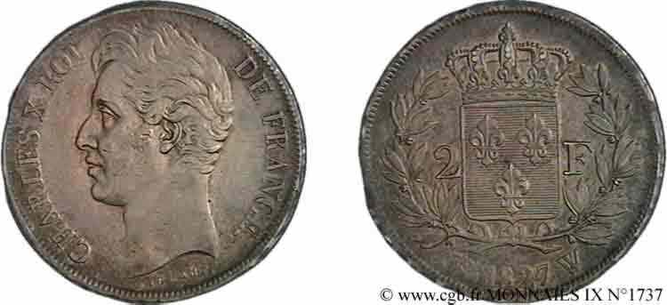 2 francs Charles X 1827 Lille F.258/35 EBC 