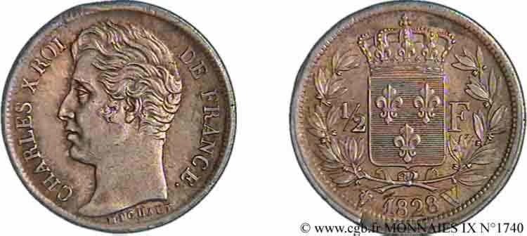 1/2 franc Charles X 1828 Lille F.180/36 SC 