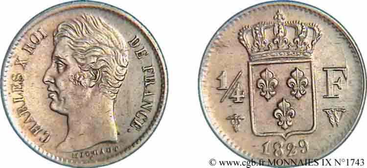 1/4 franc Charles X 1829 Lille F.164/38 SUP 