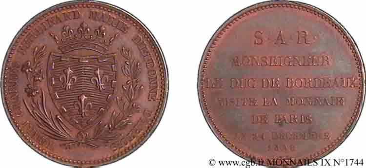 Module de 5 francs visite du duc de Bordeaux, (Monnaie de visite) 1828 Paris F.2659/ SC 