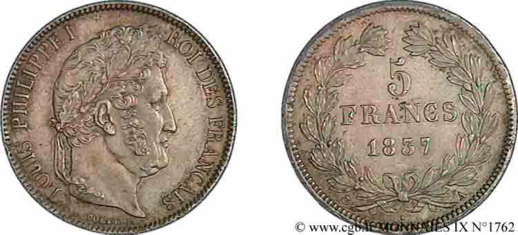 5 francs IIe type Domard 1837 Paris F.324/61 EBC 