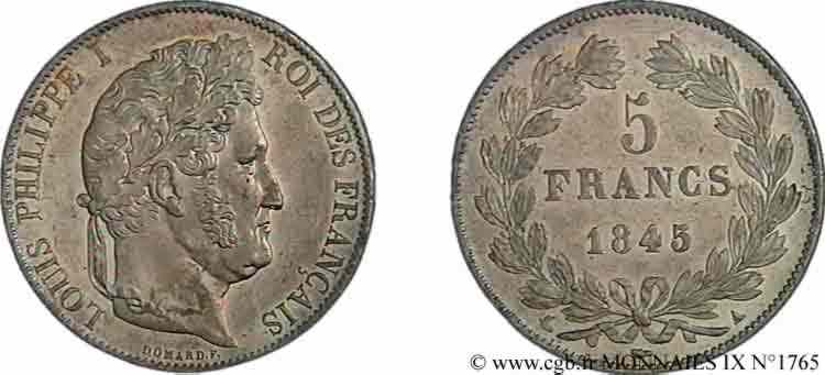 5 francs IIIe type Domard 1845 Paris F.325/6 SPL 