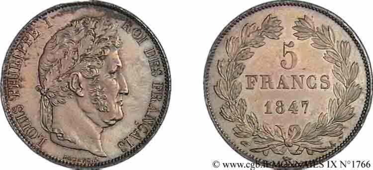 5 francs IIIe type Domard 1847 Paris F.325/14 MS 