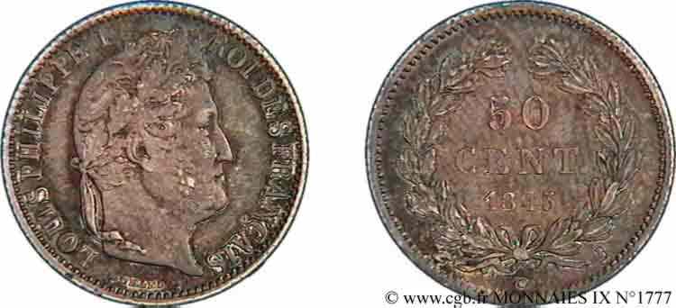 50 centimes Louis-Philippe 1845 Rouen F.183/1 EBC 