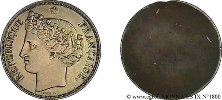 Essai uniface d avers de 5 francs par Barre n.d.  F.- -/ SPL 