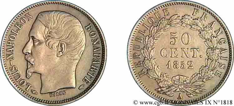 50 centimes Louis-Napoléon 1852 Paris F.185/1 TTB 