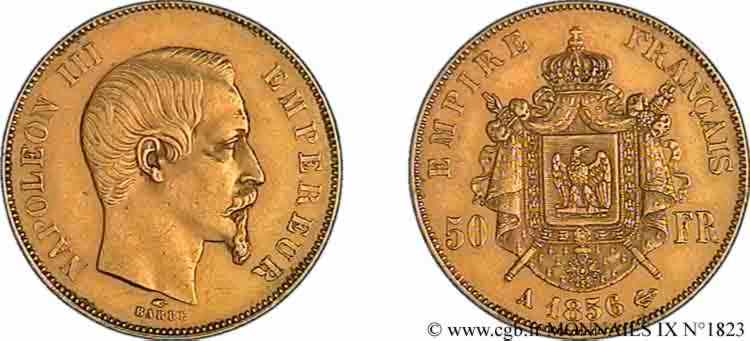 50 francs or Napoléon III tête nue 1856 Paris F.547/3 MBC 