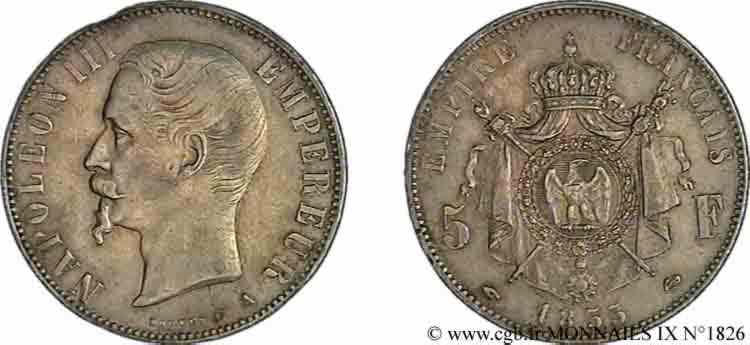 5 francs Napoléon III tête nue 1855 Paris F.330/3 MBC 