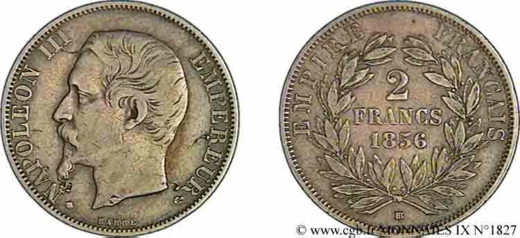 2 francs Napoléon III tête nue 1856 Strasbourg F.262/7 MB 