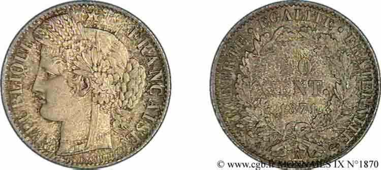 50 centimes Cérès Troisième République 1871 Paris F.189/1 FDC 