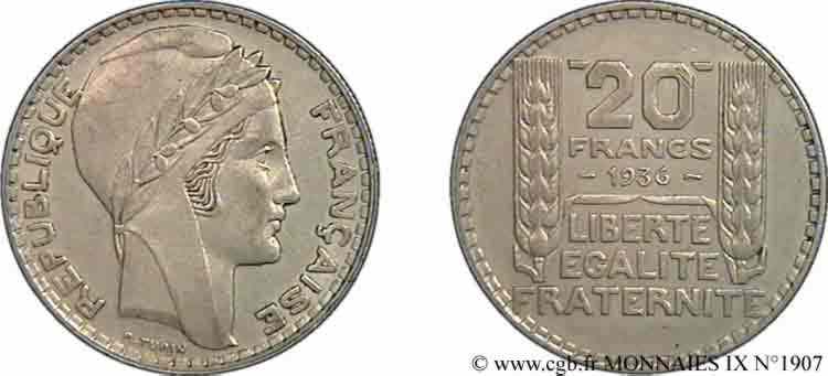 20 francs Turin 1936 Paris F.400/7 BB 