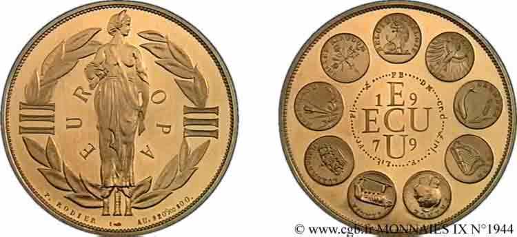 V REPUBLIQUE Écu (médaille) Or 41 1979 Monnaie de Paris MS 