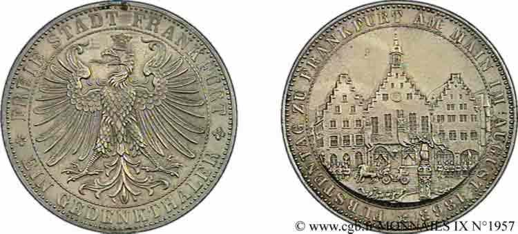 GERMANY - FREE CITY OF FRANKFURT Thaler  1863 Francfort AU 