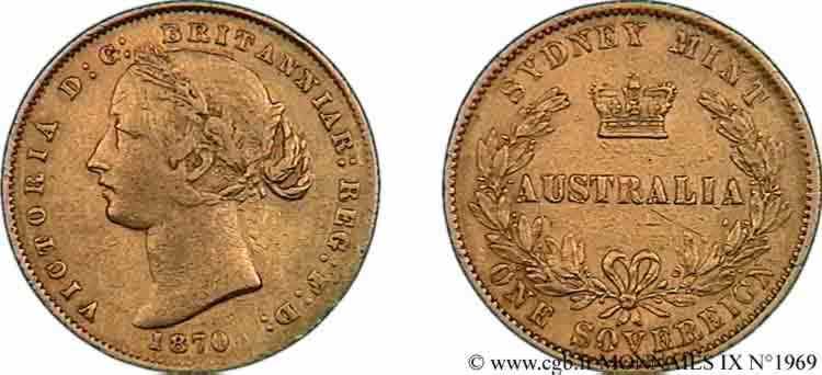 AUSTRALIE - VICTORIA Souverain, (Sovereign) 1870 Sydney SS 