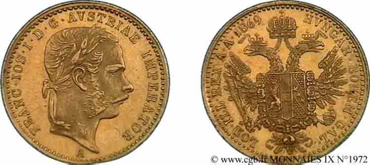 AUTRICHE - FRANÇOIS-JOSEPH Ier 1 ducat en or 1869 Vienne SUP 