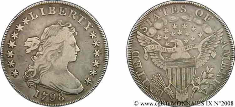 ÉTATS-UNIS D AMÉRIQUE Dollar  Heraldic eagle  1798 Philadelphie MBC 