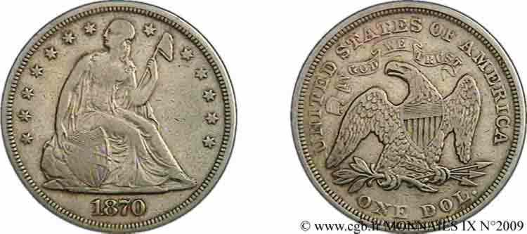 ÉTATS-UNIS D AMÉRIQUE Dollar  seated Liberty  1870 Philadelphie VF 