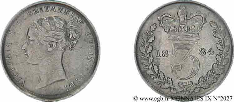 GRAN BRETAGNA - VICTORIA 3 pence, (Maundy set) 1884 Londres BB 
