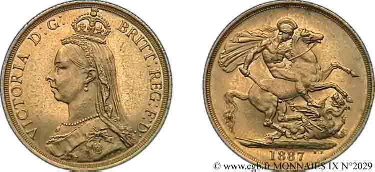 GRAN BRETAGNA - VICTORIA Deux livres, (Two pounds)  Jubilee head  1887 Londres MS 