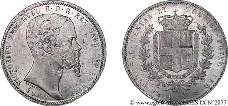 ITALIA - REINO DE ITALIA - VÍCTOR-MANUEL II 5 lires 1850 Gênes EBC 