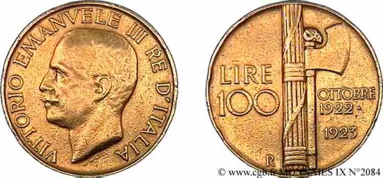 ITALY - KINGDOM OF ITALY - VICTOR-EMMANUEL III 100 lires or 1923 Rome VF 