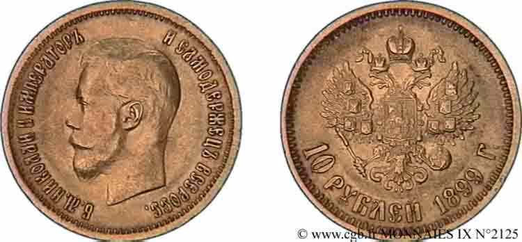 RUSSIA - NICHOLAS II 10 roubles or 1899 Saint-Pétersbourg XF 