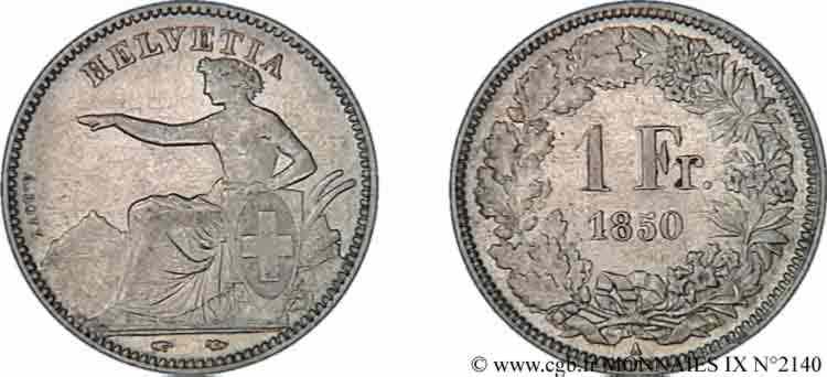 SUISSE - CONFEDERATION 1 franc 1850  Paris SPL 