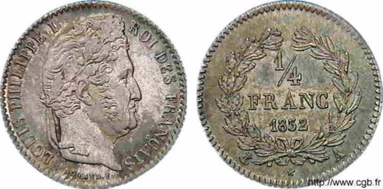 1/4 franc Louis-Philippe 1832 Paris F.166/14 fST 