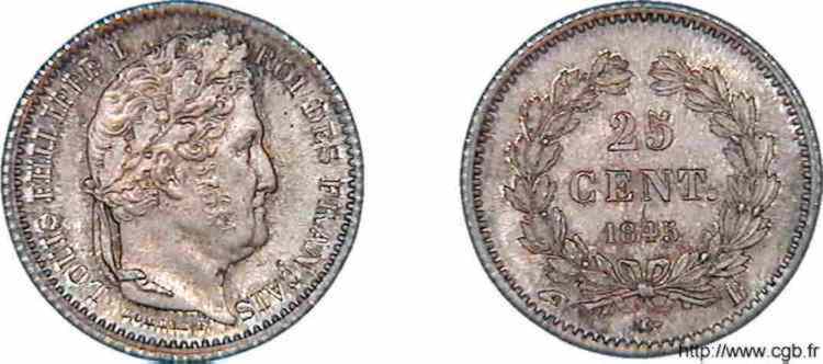 25 centimes Louis-Philippe 1845 Rouen F.167/1 MS 