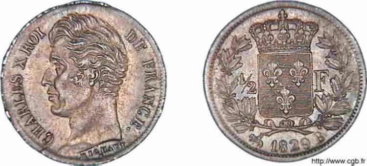 1/2 franc Charles X 1829 Rouen F.180/38 MS 