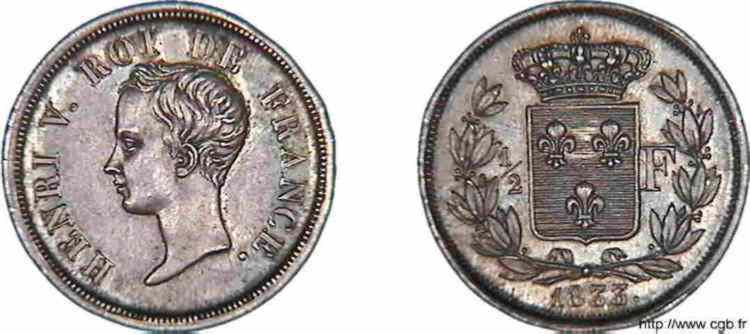 1/2 franc Henri V PRÉTENDANT 1833  F./ SPL 