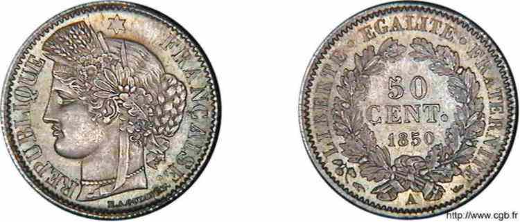50 centimes Cérès  1850 Paris F.184/2 fST 